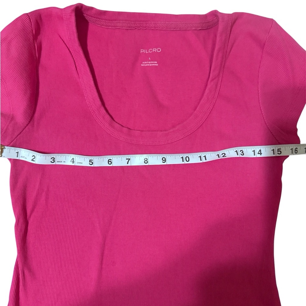 Pilcro Hot Pink Scoop Neck Short Sleeve Tee - Picture 3 of 6